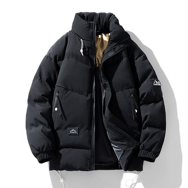Pure Men's Winter New Thickened Cold-Proof Coat Casual Stand Collar Warm Plus Size Down Cotton Jacket_viptrois.com
