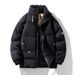 Pure Men's Winter New Thickened Cold-Proof Coat Casual Stand Collar Warm Plus Size Down Cotton Jacket_viptrois.com