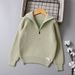 Half Zipper Twisted Knitted Girls Sweater For Middle And Large Children Autumn And Winter Children's Sweater New Children's Clothing_viptrois.com