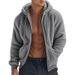 Men's Clothing Thick Warm Double Sided Fleece Jacket Zipper Loose Thickened Fleece Hooded Zip-Up Jacket - Winter Warm Loose Fit Casual Outerwear_viptrois.com