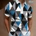 Men's Spring New Men's Casual 3D Printing Lapel Short Sleeved Zipper Polo Men T Shirt Tops_viptrois.com