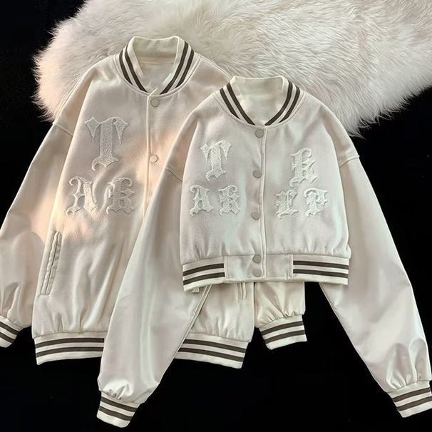 Trendy Brand American Retro Flocking Letter Short Baseball Jacket Men's And Women's Spring And Autumn High Street Loose Couple Jacket_viptrois.com