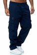 Men's Clothing Multi Pocket Casual Straight Loose Solid Color Workwear Sports Fitness Trousers_viptrois.com