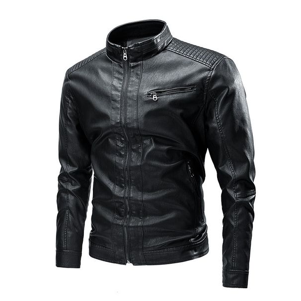 Loom 2023 Color Block Youth European And American Style Top Men's Motorcycle Leather Jacket Factory Direct_viptrois.com