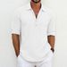 Men's Clothing European And American Men's Large Size Solid Color Lapel Shirt Home Leisure Fashion Sleeve Shirt Tops Cross Border Men's Tops_viptrois.com