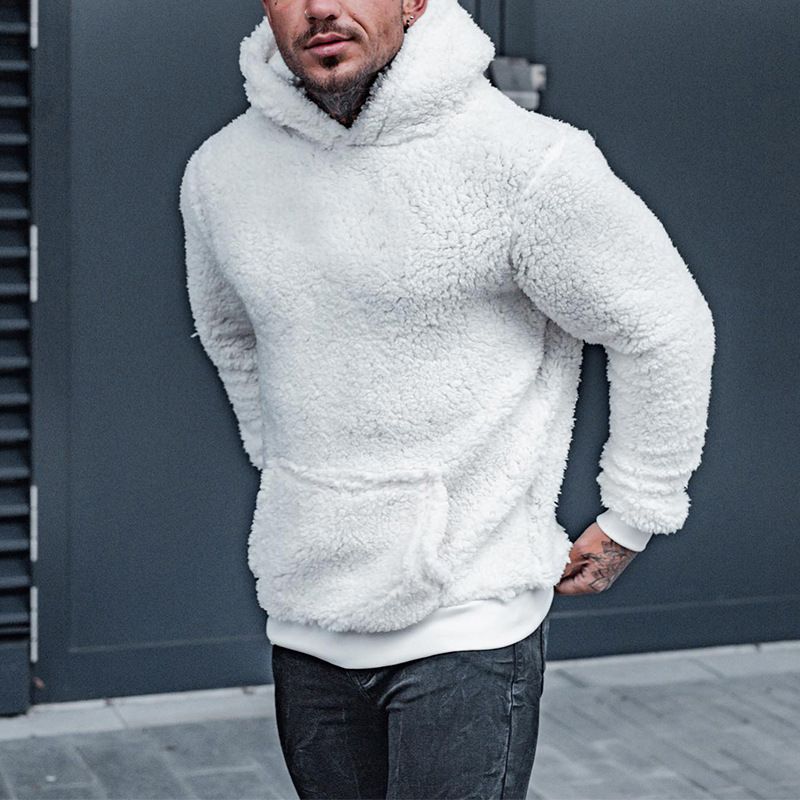 Men's Clothing 2024 New Solid Color Men's Sweatshirt Plush Men's Jacket Supply_viptrois.com
