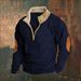 2024 New American Style With Embroidery Patchwork Half-Zip Men's Long Sleeve Sweatshirt_viptrois.com