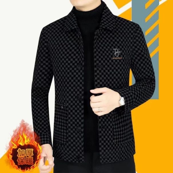 High-end Coat For Men 2023 New Style Turn-down Collar Casual Jacket Autumn Winter Business Woolen Top With Fleece Lining_viptrois.com