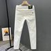 Men's Clothing High End White Pants Simple Summer Trendy Business Cotton Skinny Jeans Slim Nine Point Pants_viptrois.com