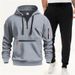 Men's Zip-Up Hoodie Set With Utility Pockets & Detachable Straps – Winter Streetwear Joggers & Jacket (S-3XL, 92% Polyester, Unisex Athleisure)_viptrois.com