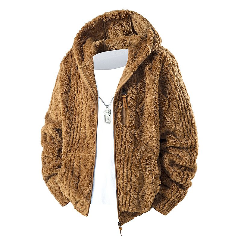 Men's Polar Fleece Hooded Jacket – Warm Winter Coat With Zipper (European Sizes S-XL, Black/Grey/Brown)_viptrois.com