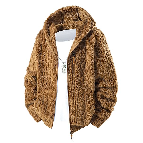 Men's Polar Fleece Hooded Jacket – Warm Winter Coat With Zipper (European Sizes S-XL, Black/Grey/Brown)_viptrois.com