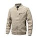 Men's Vintage Cotton-Blend Multi-Zip Jacket - Lightweight Casual Outerwear For Autumn & Winter (Black, Olive, Brown, Khaki)_viptrois.com