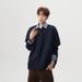Chinese Streetwear Brand Patchwork Faux Two Piece Polo Collar Sweatshirt, Loose Oversized Design, Versatile Outerwear For Spring, Autumn And Winter._viptrois.com