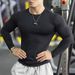 Foreign Trade Cross-border Light Board Quick-drying Clothes Men's Fitness Clothes Muscle Tights Crew Neck Bottoming Shirt Breathable Long-sleeved_viptrois.com