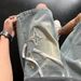 Trendy American Style Men's Denim Shorts High Street Embroidered Riding Breeches Casual Fashionable Summer Elastic Waist_viptrois.com