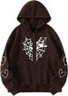Unisex Spider Web Heart Print Fleece Zip-Up Hoodie – Cozy & Stylish Pullover For Fall/Winter_viptrois.com