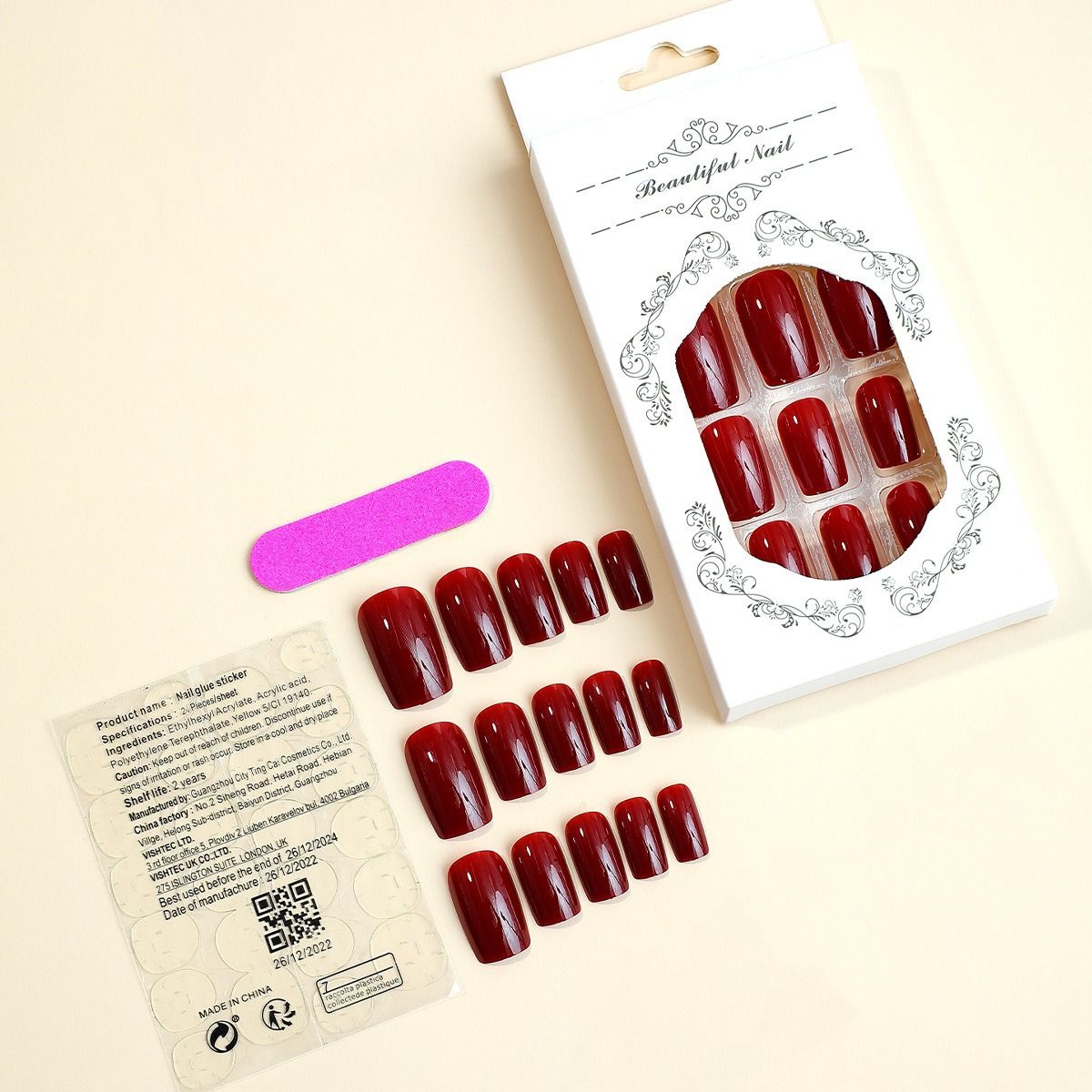 Wearable Nail Tips High End Autumn Solid Color Nail Tips Removable Red Short Wearable False Nails Rectangular Nail Tips_viptrois.com