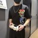 2025 Summer New Short Korean Edition Slim Fit Printed Youth Half Sleeved T-shirt Men's Top_viptrois.com