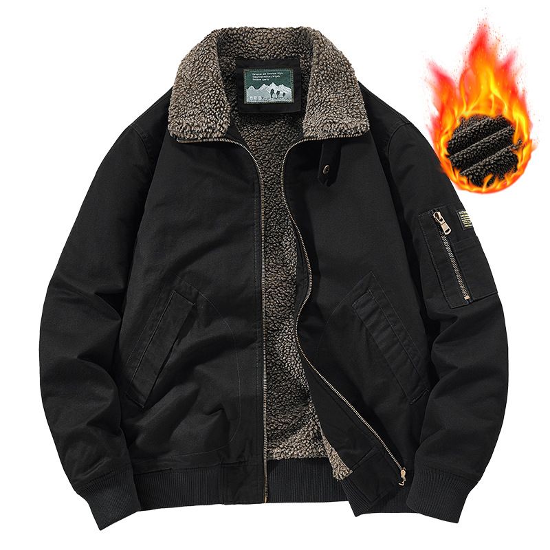 Autumn And Winter New Men's Military Style Thickened Men's Jacket Loose Large Size Casual Men's Clothing Fleece Thickened_viptrois.com
