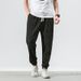 Men's Clothing Spring And Summer Retro Cotton And Linen Casual Pants Solid Color Large Size Loose Linen Skinny Pants_viptrois.com