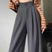 Women's High-Waisted Summer Dress Pants – Office To Brunch Straight Leg Trousers (S-5XL) – Stretch Polyester Wide-Leg Flow With Hidden Pockets_viptrois.com