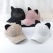 Korean version breathable gauze cute Cat's ears (Steamed cat-ear shaped bread) baseball women's curved brim sequins cap_viptrois.com
