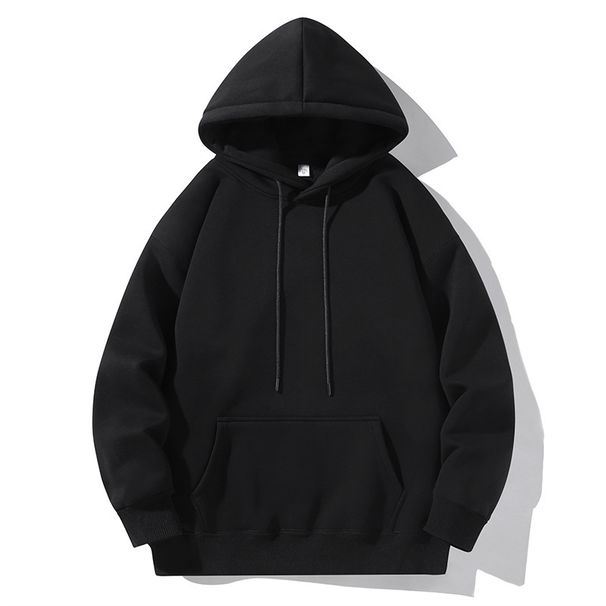 Retro Street Style Solid Color Hooded Sweatshirt For Men And Women, Winter Fleece-lined, Thick, Loose-fitting, Couple's_viptrois.com