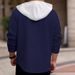 Autumn And Winter Men's Casual Sports Color Matching Hooded Sweatshirt Button Jacquard Pocket Jacket_viptrois.com