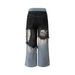 Men's Clothing American Retro Trend Hole Design Splicing Wide Leg Straight Summer Men's And Women's Personalized Denim Trousers_viptrois.com