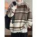 Pure Sping And Autumn Tendy Loose Lazy Style Round Neck Sweate Fo Men Japanese Reto Ins Stiped Colo Block Base_viptrois.com