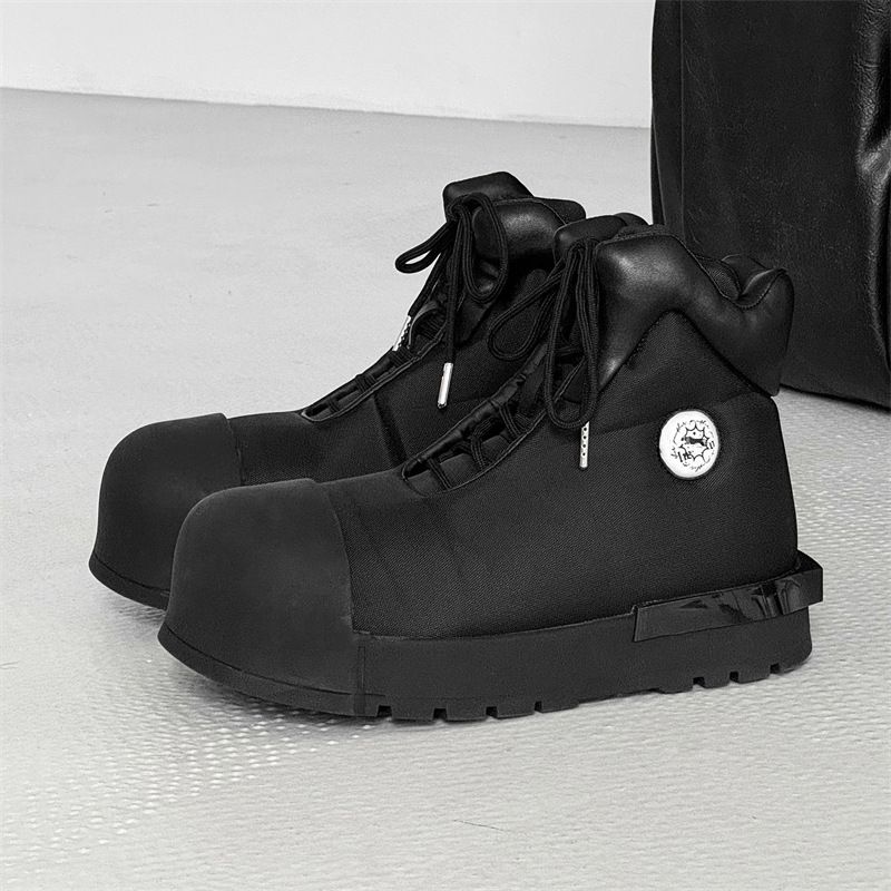 Men's Shoes Big Head High Top Shoes Men And Women Thick Bottom Heightening Martin Boots Niche High Street Style Board Shoes Couple Bread Shoes_viptrois.com
