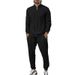 Men's Zippered Jacket & Pants Set, Autumn Casual Outerwear For Daily Wear, Lightweight Long Sleeve Coat And Trousers Outfit_viptrois.com