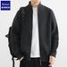 Romon Men's Casual Stand Collar Jacket 2024 Autumn New High-end Sweater Loose Fit Cardigan Coat_viptrois.com