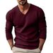 Loom 2025 Autumn Winter Men's V-Neck Knitted Sweater Slim Fit Solid Color Long Sleeve Pullover Fashion Base Shirt_viptrois.com