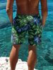 Unbeatable Quality Men's Running Sports Loose And Versatile Short With Simple Tropical Leaf Print Surfing Beach Shorts_viptrois.com