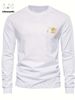 Men's Long Sleeved Round Neck Black T-shirt Top Loose 100 Cotton King Print_viptrois.com