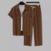 Men's Clothing Striped Short Sleeved Shirt Button Down Lapel Suit Men's Fashion_viptrois.com