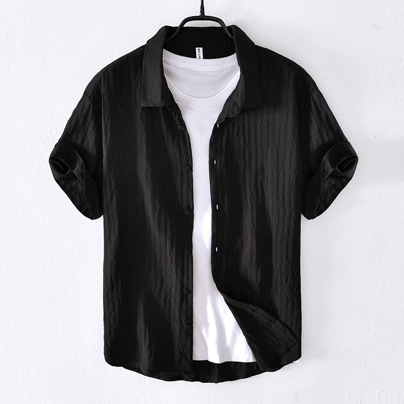Men's Clothing Dark Striped All Match Top And Bottom Suit_viptrois.com