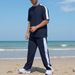 Men's Summer Waffle Knit Short Sleeve Set – Breathable & Casual (T-Shirt & Shorts, S-XXXL)_viptrois.com