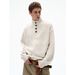 Mixed Color Dot Button Half Turtleneck Knit American Style Lazy Pullover Men's Couple Sweatshirt Sweater_viptrois.com
