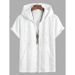 "Men's Stylish Letter Print Hooded T-Shirt - Breathable Polyester, Relaxed Fit, V-Neck Design For Casual & Streetwear (_viptrois.com