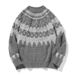 Workwear American Retro Heavy Icelandic Men's Round Neck Fair Isle Jacquard Lazy Style Knitted Sweater Autumn Winter_viptrois.com