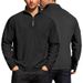 Men's Fleece Half-Zip Stand Collar Long Sleeve Sweatshirt - Winter Warm Pullover For Casual & Outdoor (Khaki, Dark Gray, Black, Coffee, Navy)_viptrois.com