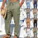 Men's Clothing Spring/Summer Men's Linen Cargo Pants With Multi Pockets Outdoor Loose Breathable Sports Casual_viptrois.com