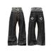 DETW 25ss * "Leopard Print" Original Niche Double-waist Original Cow Scimitar Jeans Stacked Design Men's And Women's Pants_viptrois.com