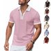 Men's Clothing Men's Waffle Zipper Lapel Fashion Short Sleeved T Shirt Polo Shirt Golf Shirt_viptrois.com