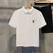 Men's Clothing Men's Embroidered Abstract Bear Collar Short Sleeve T-Shirt Summer Casual Versatile Top For Formal & Casual For Women_viptrois.com