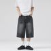 2025 2025 Summer American Lightning Crack Black Grey Jeans Men's Straight Tube Loose Wide Leg Shorts Y2k Street Hip Hop Sevens_viptrois.com