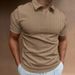 Summer New Polo Shirt V-neck Striped High Stretch Short Sleeved Men's T-shirt_viptrois.com